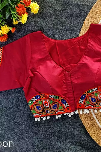 Multicolor patch work navratri blouse for lehenga