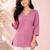 Pink cotton embroidered short kurti