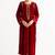 Red zari & sequins embroidered velvet stitched straight kurta set with pant