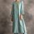 Light-blue floral embroidered chanderi silk stitched straight kurta set with pant