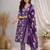 Purple::floral printed::cotton kurta::stitched::straight kurta set::pant::women kurta pant dupatta set