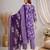Purple::floral printed::cotton kurta::stitched::straight kurta set::pant::women kurta pant dupatta set