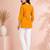 Orange cotton embroidered short kurti