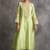 Green floral embroidered chanderi silk stitched straight kurta set with pant