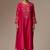 Pink floral embroidered chanderi silk stitched straight kurta set with pant