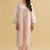Light-pink floral embroidered chanderi silk stitched straight kurta set with pant
