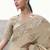 Beige zari weaving heavy embroidered wedding saree