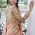 Peach silk heavy embroidered wedding saree