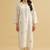 Off-white floral embroidered chanderi silk stitched straight kurta set with pant