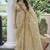 Cream silk heavy embroidered wedding saree
