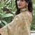 Cream silk heavy embroidered wedding saree