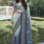 Grey and bottel green silk heavy embroidered wedding saree