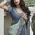Grey and bottel green silk heavy embroidered wedding saree