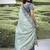 Grey and bottel green silk heavy embroidered wedding saree