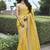 Yellow silk heavy embroidered wedding saree