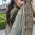 Light-grey silk heavy embroidered wedding saree