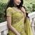 Parrot-green silk heavy embroidered wedding saree