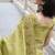 Parrot-green silk heavy embroidered wedding saree