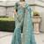 Turquoise silk heavy embroidered wedding saree