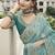Turquoise silk heavy embroidered wedding saree