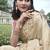Cream silk heavy embroidered wedding saree