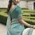 Turquoise silk heavy embroidered wedding saree