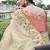 Cream silk heavy embroidered wedding saree