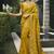 Gold silk heavy embroidered wedding saree
