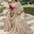 Beige silk heavy embroidered wedding saree
