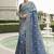 Light-blue silk heavy embroidered wedding saree
