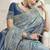 Light-blue silk heavy embroidered wedding saree
