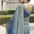 Light-blue silk heavy embroidered wedding saree