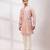 Peach pink embroidered chanderi silk kurta set