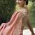 Peach silk heavy embroidered wedding saree