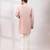 Peach pink embroidered chanderi silk kurta set