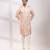 Peach pink embroidered linen satin satin kurta set