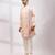 Peach pink embroidered linen satin satin kurta set
