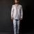 Silver grey embroidered linen satin bandhgala