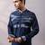 Midnight blue embroidered twill silk kurta set