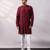 Maroon thread embroidered silk kurta set