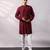 Maroon thread embroidered silk kurta set