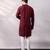 Maroon thread embroidered silk kurta set