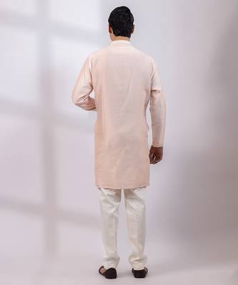 Peach embroidered chanderi silk kurta set 5