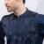 Navy blue embroidered linen satin kurta set