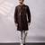 Chocolate brown embroidered silk kurta set