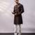 Chocolate brown embroidered silk kurta set