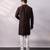 Chocolate brown embroidered silk kurta set