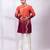 Orange ombre embroidered chanderi silk kurta set