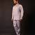 Silver grey embroidered chanderi silk kurta set