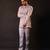 Silver grey embroidered chanderi silk kurta set